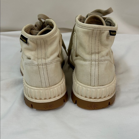 Palladium Pallashock Off-White Canvas Mid Boots Size Women’s 8.5 - Picture 4 of 12